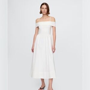 Gap Mixed Media Off-Shoulder Midi Dress NWT L Bridal Summer Wedding Easter
